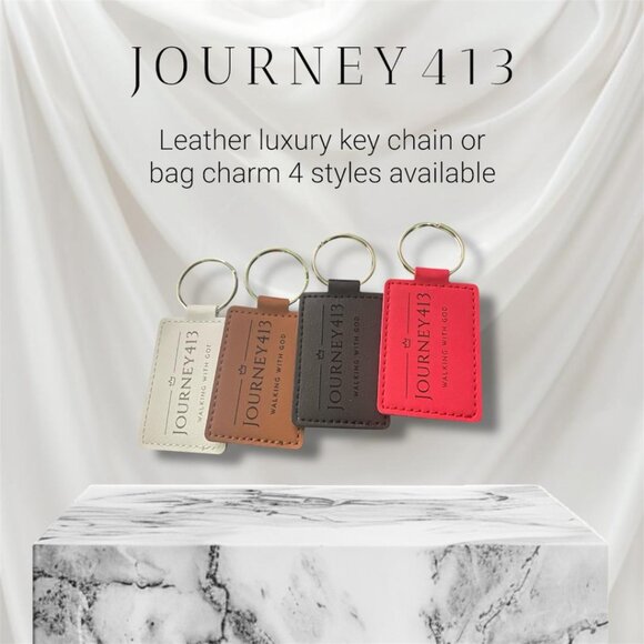NEW - JOURNEY413 LUXURY LEATHER KEYCHAIN - BAG CHARM 4 STYLES 1(PC) - Picture 3 of 9